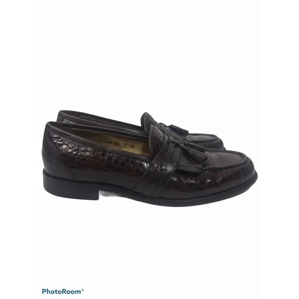 Florsheim Mens 9D Brown‎ Leather Tassle And Fringe Loafer